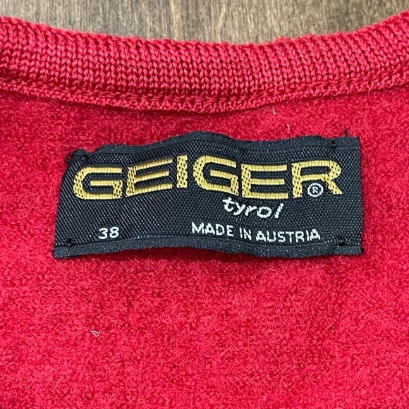 Vintage Geiger Wool Cardigan Sweater Women's Size 38 US Small Red Knit - Picture 7 of 11